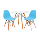 Juego de comedor Con Mesa Circular de 80cm + 2 Sillas Eames Azul