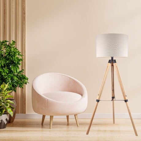 Luminaria de pie pantalla natural y madera estilo tripode -E27 158cm Luminaria de pie pantalla natural y madera estilo tripode -E27 158cm