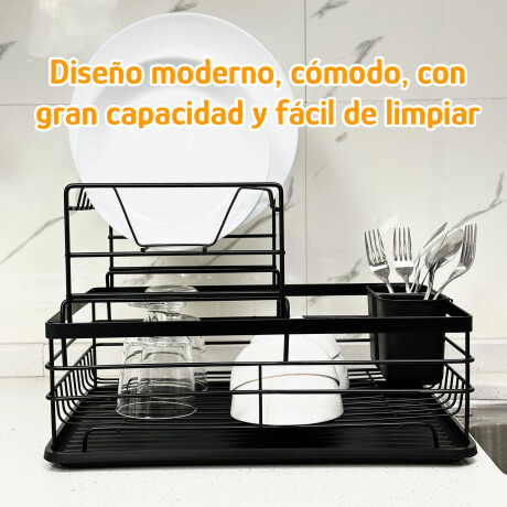 Escurridor Vajilla 2 Niveles Desmontable Cubiertero Bandeja Negro