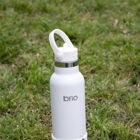 Botella En Acero Inoxidable brio 500ml Con Sorbito Y Manija Blanca