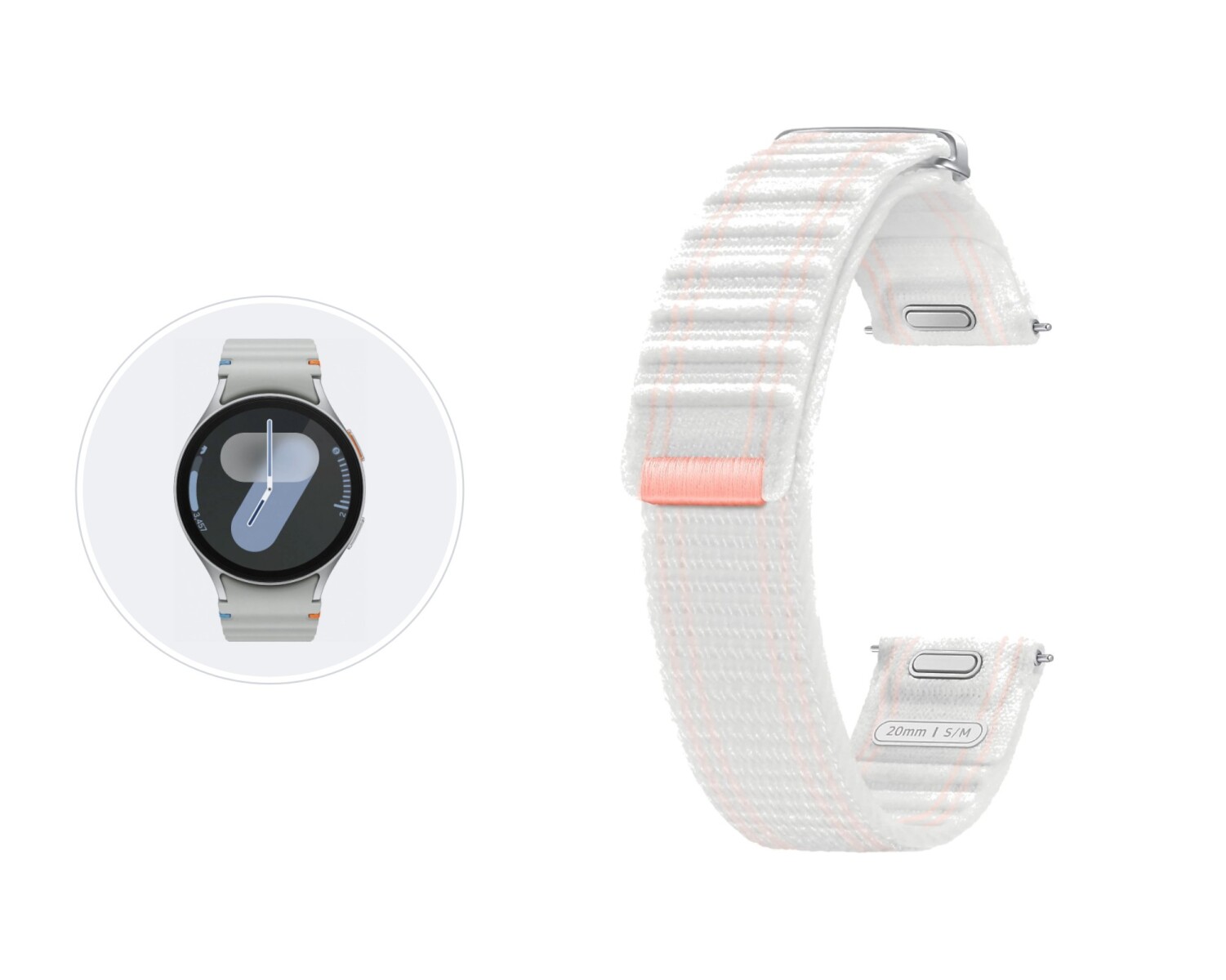 Correa Samsung Fabric Band (S/M) 20 mm para Galaxy Watch7 Pink White 