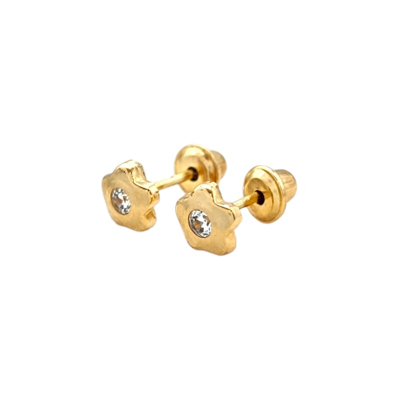 Abridores Estrellas -Oro Bajo-Zirconia blanca-AB8049 conpiedra