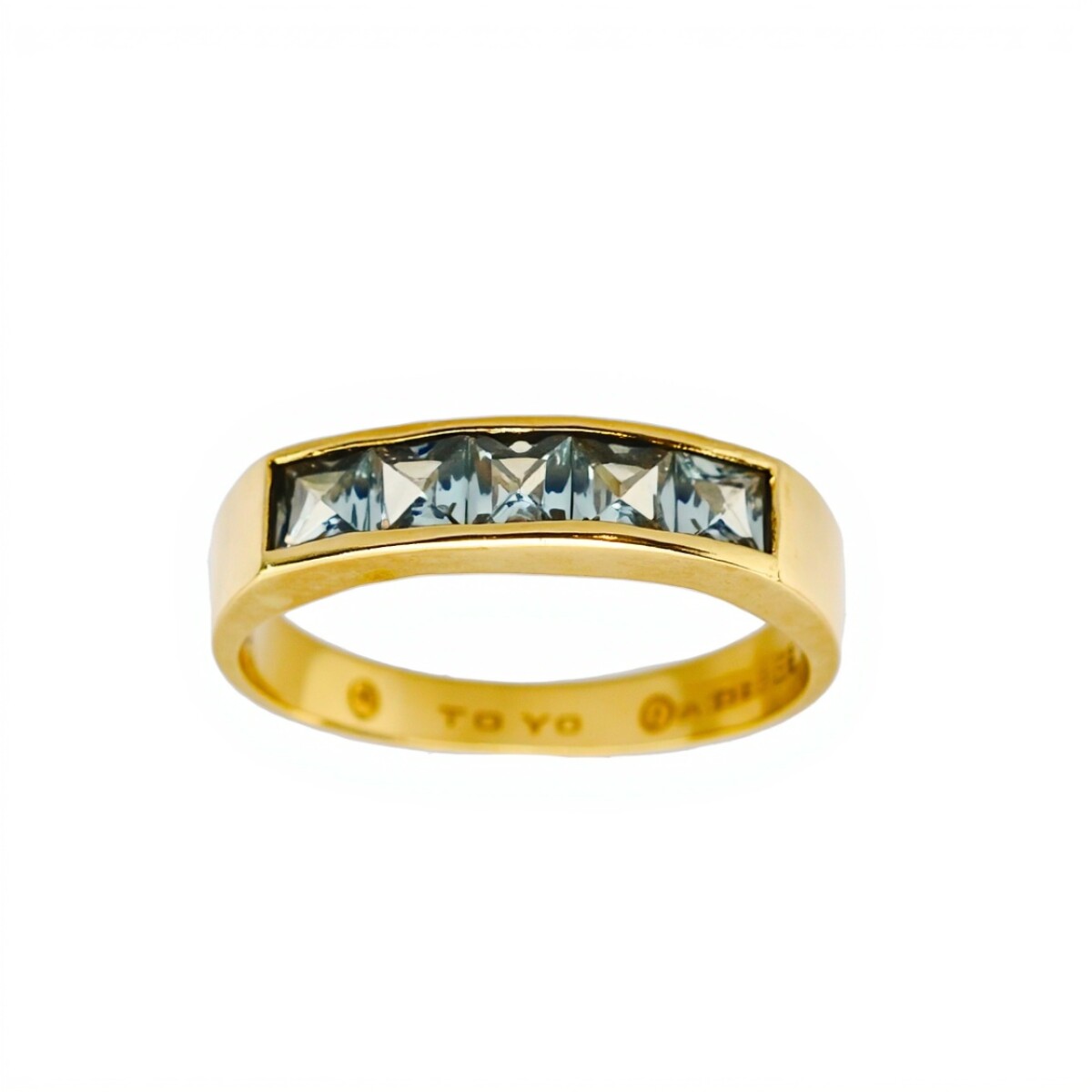 Anillo Sin Fin-Oro Bajo-Piedra Agua marina-AN8162 - conpiedra 
