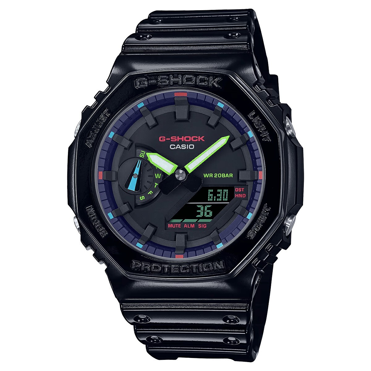 Reloj CASIO GA2100RGB-1ADR en Resina Negro Esfera 48mm 