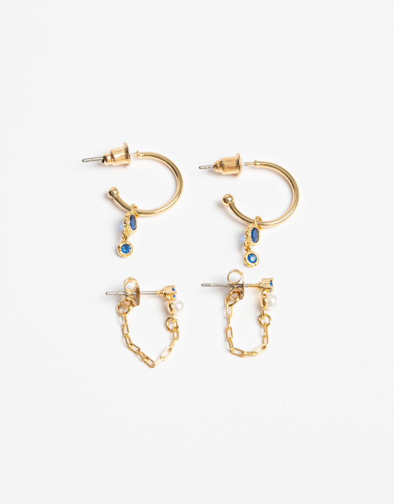 Aros Sets Cubic zirconia Set De Aros Con Cubic Zirconia - Dorado