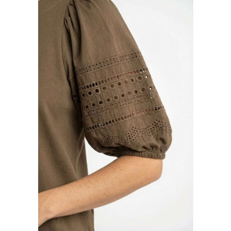 Remera Algodon Combinada Oliva