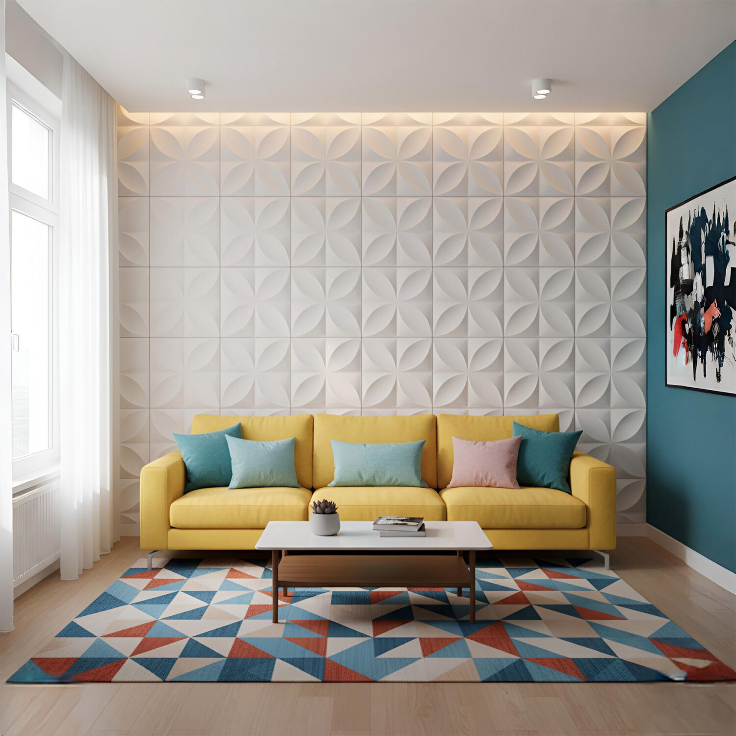 Pvc Rosa Revestimiento de Pared Panel 3D PVC 50x50cm Ondas Línea X6 - Flor ...