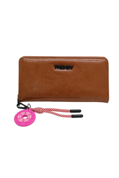 Billetera Trendy con llavero Camel