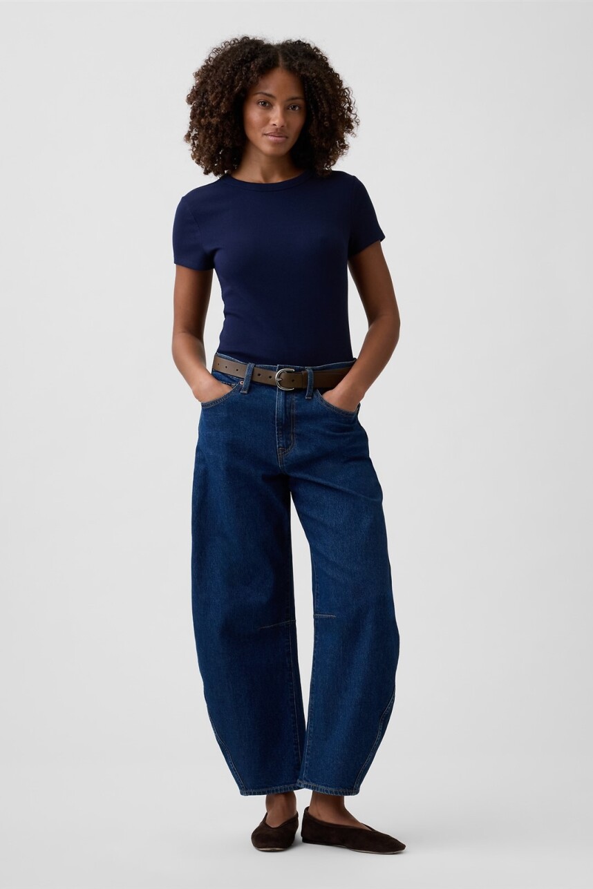 Remera Rib Manga Corta Mujer Navy Uniform V2