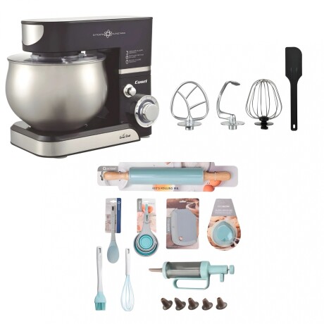 Kit Repostería Batidora Cuori mas Set de 8 Utensilios Cocina Celeste