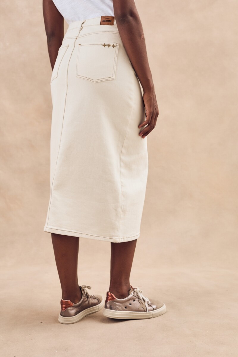 Falda Midi Off White Crudo