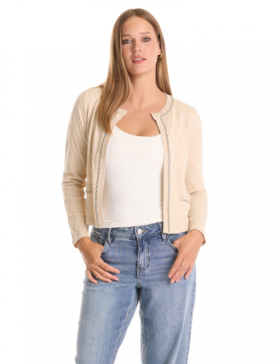 Cardigan Rombos & Cadena - Beige 