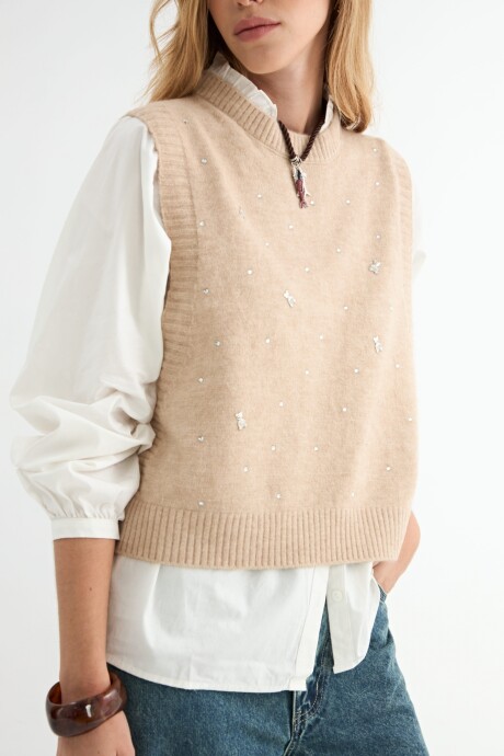 CHALECO SALVIA C/BRILLO BEIGE