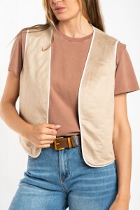Chaleco Bordados Reversible Gamuza Nácar