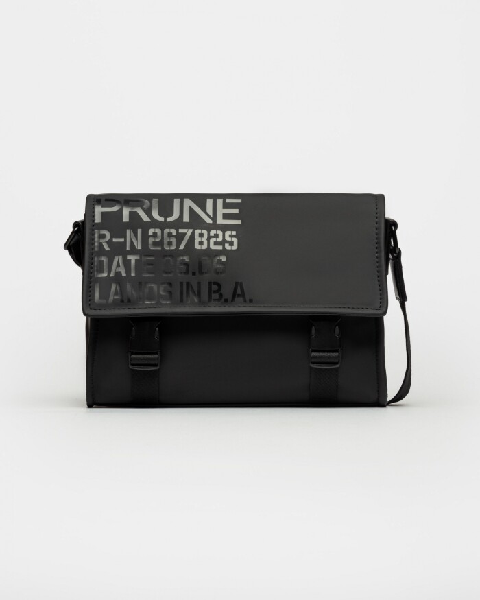 Bandolera Daily en efecto cuero rubber Negro