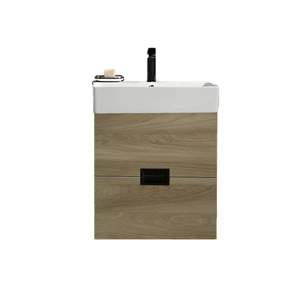 MUEBLE DE BAÑO 2 CAJONES VANITY MARRÓN CON BACHA BLANCA Mueble De Baño 2 Cajones Vanity Marrón Con Bacha Blanca