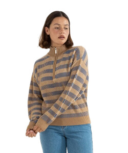 Buzo Rhythm Estelle Quarter Zip Striped Knit - Multicolor Buzo Rhythm Estelle Quarter Zip Striped Knit - Multicolor