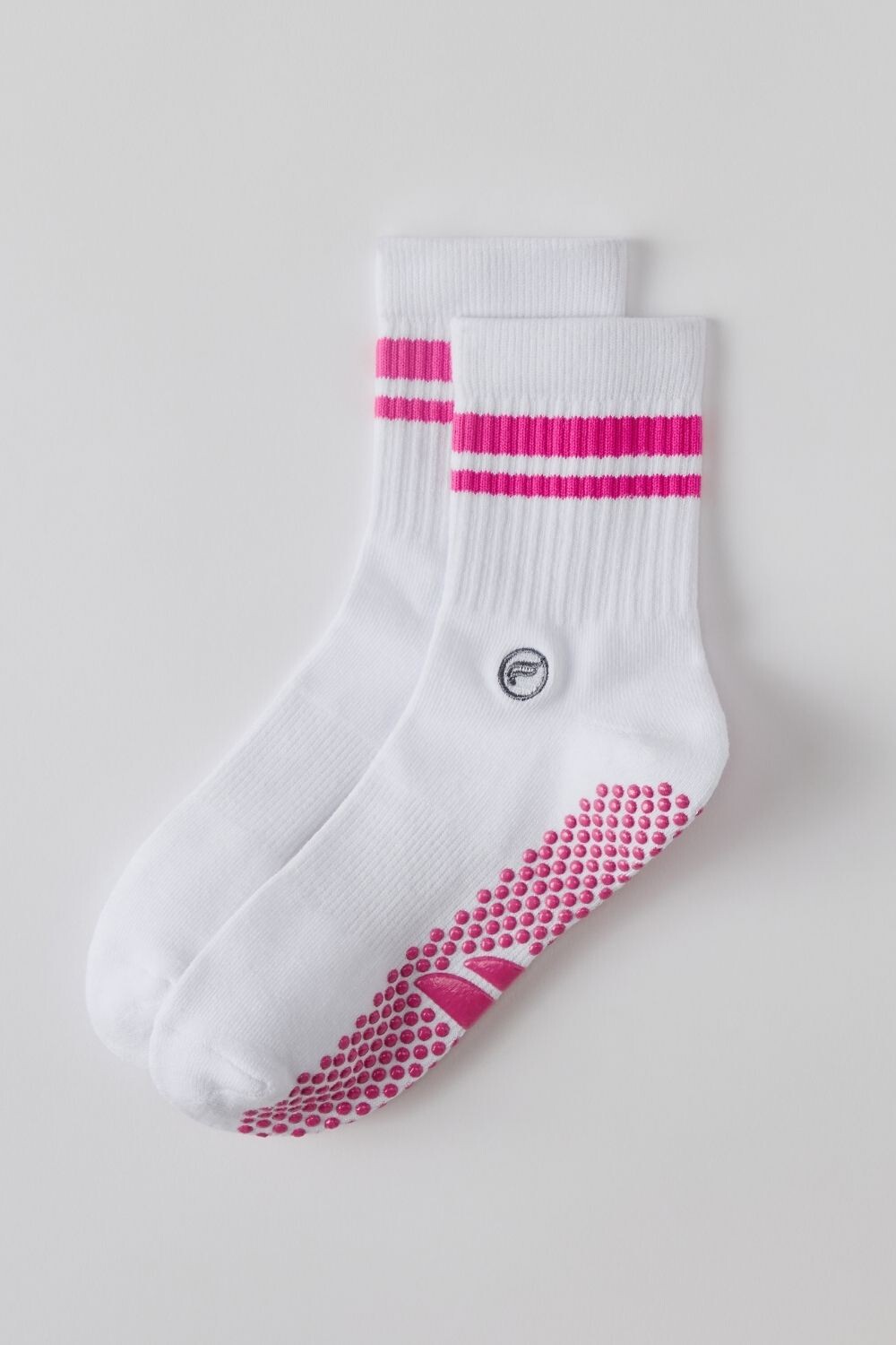 Medias The Powerhouse Quarter Crew Grip Sock Hombre Classic White/Pink Crush Str