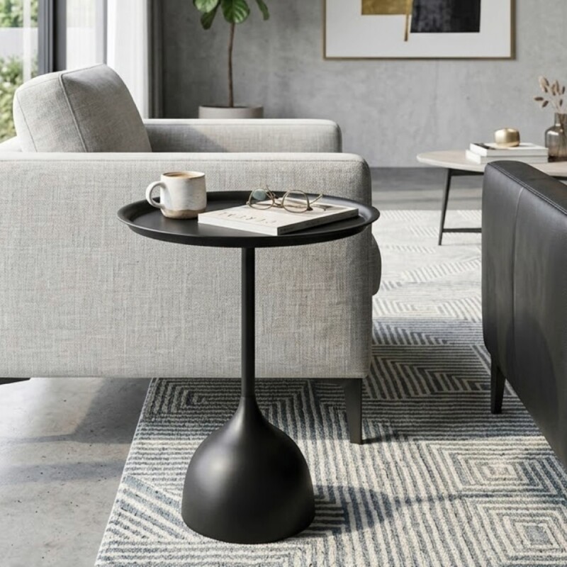 MESA METAL NEGRO 39X60CM Unica