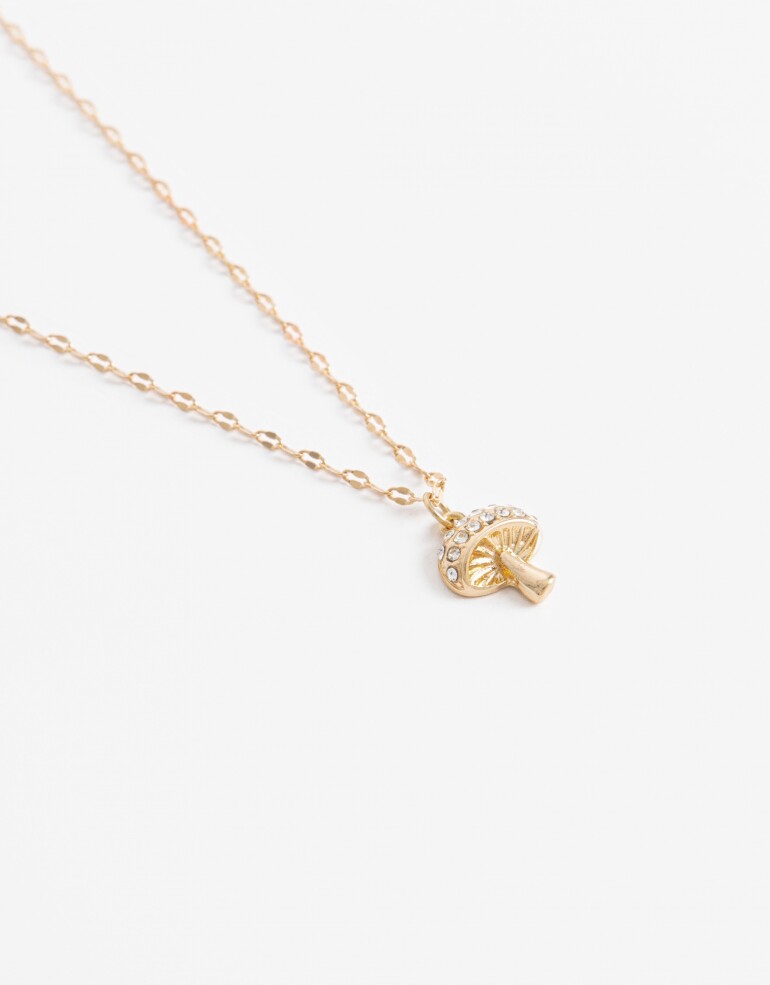 Cadena Corta con Dije Metal Cadena Con Dije Honguito Strass - Dorado