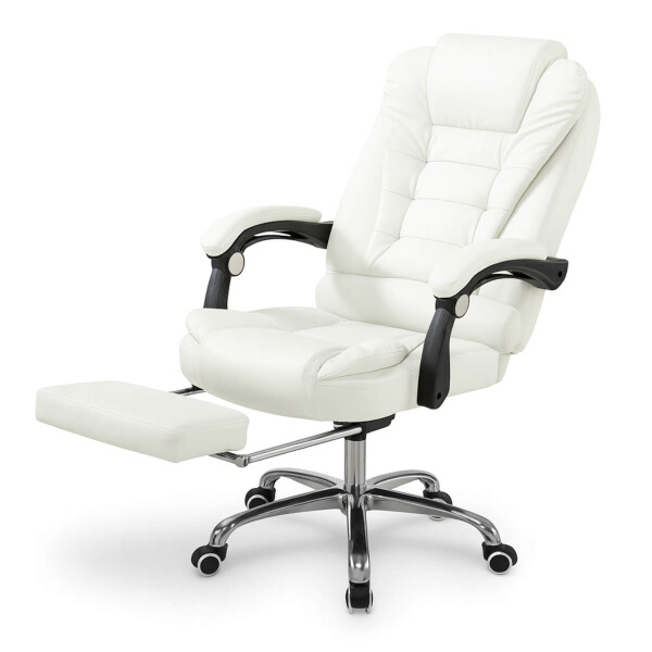 Silla Oficina Sillon Escritorio Ejecutiva Ergonomica Cuero con apoyapies IMBACK Color Blanco Silla Oficina Sillon Escritorio Ejecutiva Ergonomica Cuero con apoyapies IMBACK Color Blanco