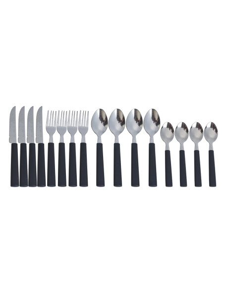 JUEGO DE CUBIERTOS 16PZAS MANGO PLASTICO NEGRO JUEGO DE CUBIERTOS 16PZAS MANGO PLASTICO NEGRO