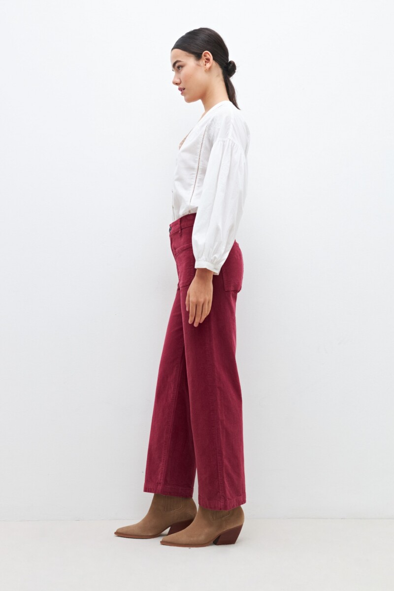 Pantalon Paulina de pana bordo