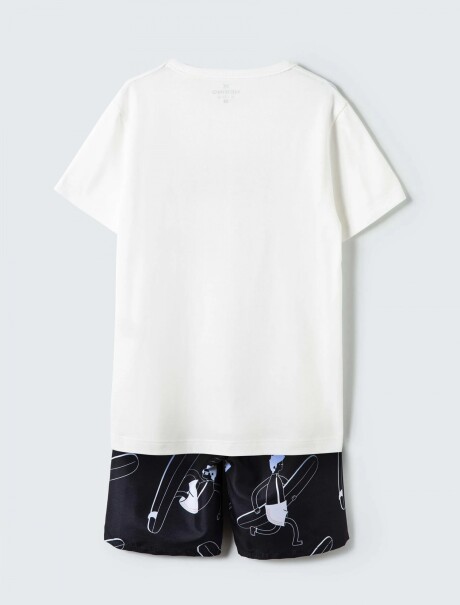 CONJUNTO INFANTIL CON BERMUDA ESTAMPADA BLANCO