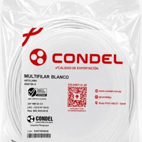 CABLE MULTIFILAR 4,00MM2 BLANCO CONDEL CABLE MULTIFILAR 4,00MM2 BLANCO CONDEL