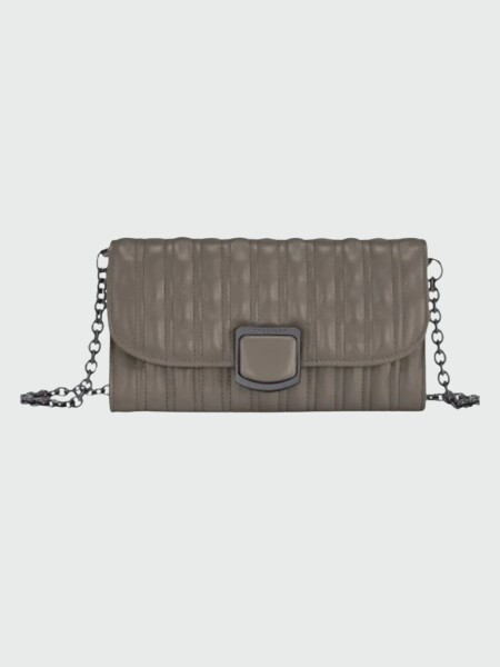 Longchamp -Sobre de cuero con solapa, Brioche Gris