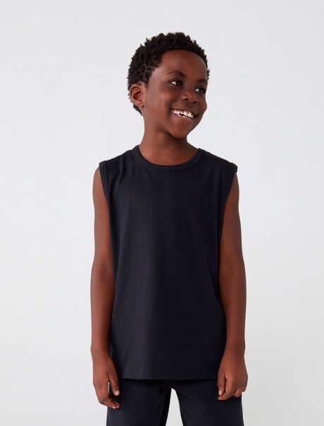 MUSCULOSA BÁSICA INFANTIL REGULAR NEGRO