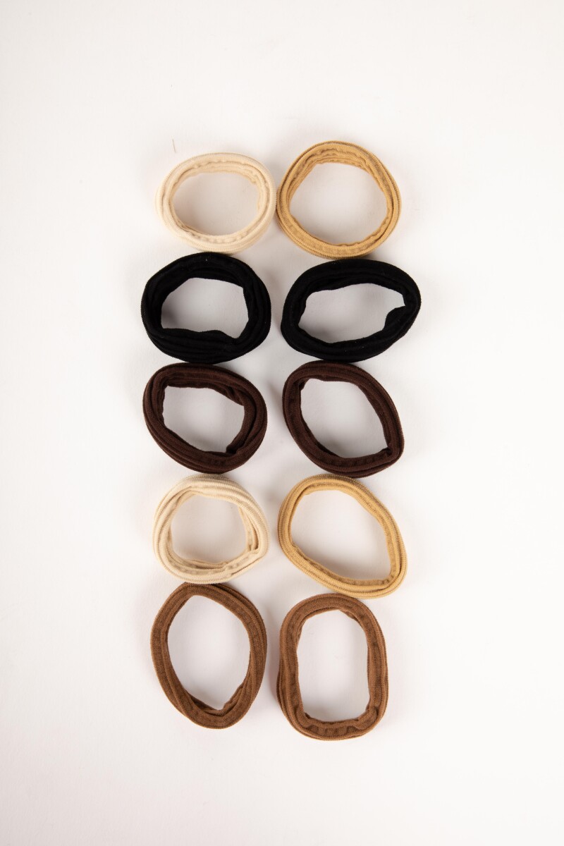 SET DE GOMITAS DE PELO BROWN SHADE VARIOS