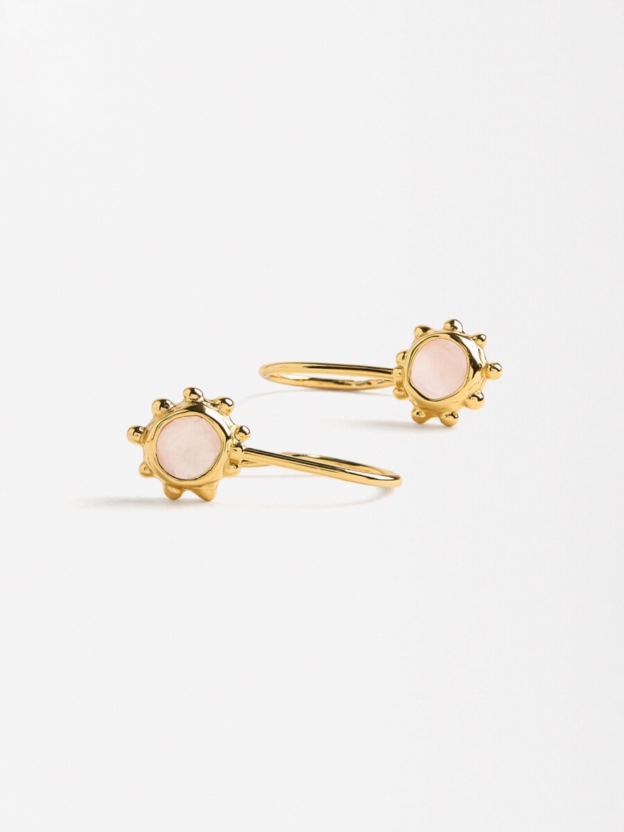Pendientes Cortos Con Piedras - Plata De Ley 925 rosa