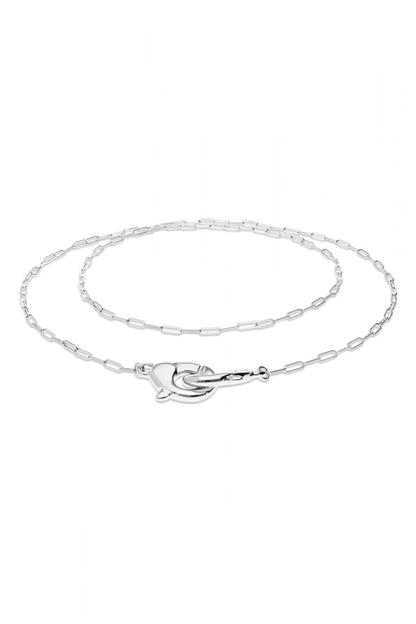 COLLAR LARGO BAÑADO EN PLATA CON MOSQUETÓN ENTRELAZADO Colgante