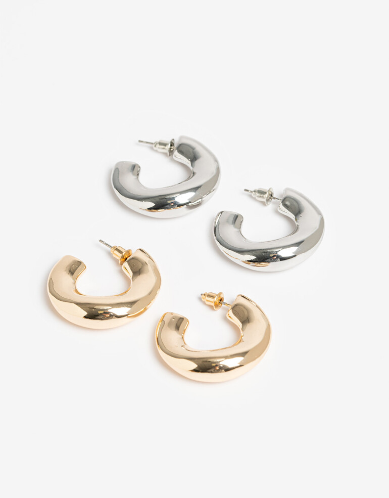 Aros Argollas Set Metal Aros Argolla Set Metal Biplating - Dorado