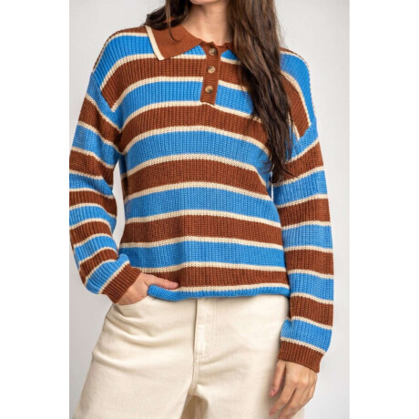 Sweater Polo Rayado Azul