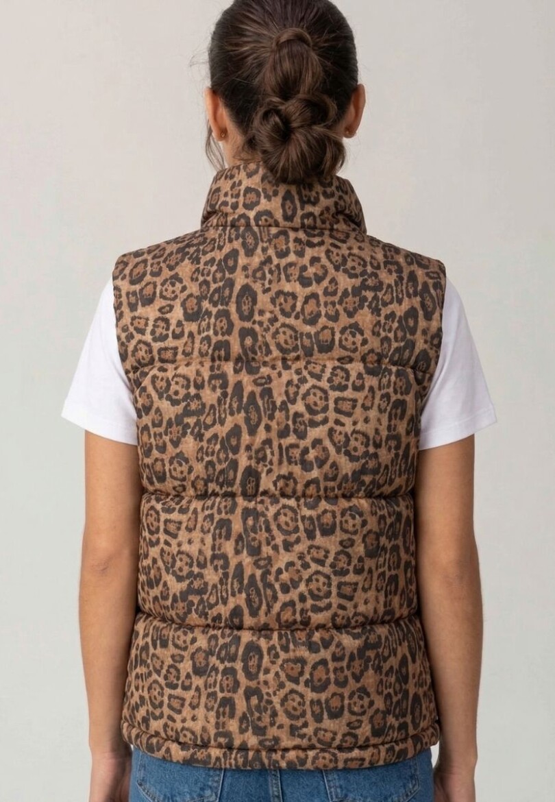 chaleco Print Puffer Marron