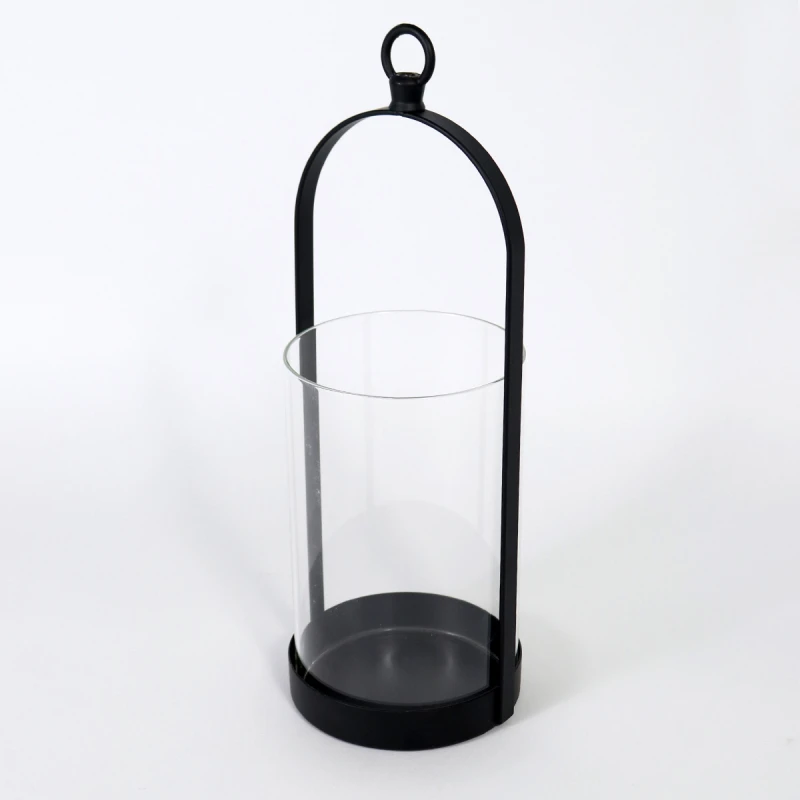 PORTA VELA METAL NEGRO/VIDRIO 10X10X27CM Unica