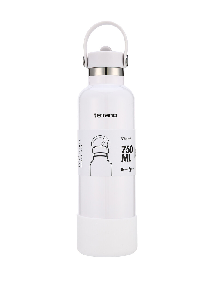 Botella Térmica con Pico 750mL. - Blanco Metalizado 