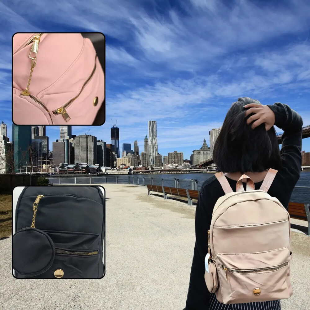 Mochila en cuero ecológico. Negro