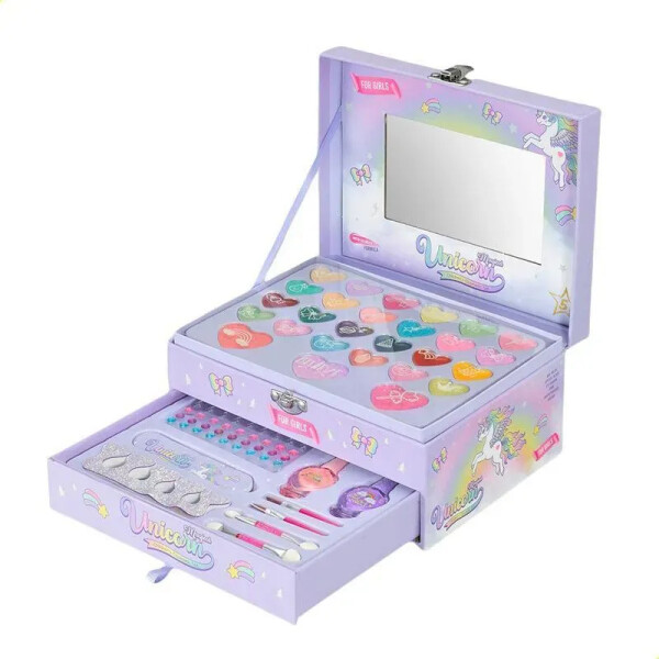 Maletín de maquillajes con sombras, brillos, esmaltes y más... Lila