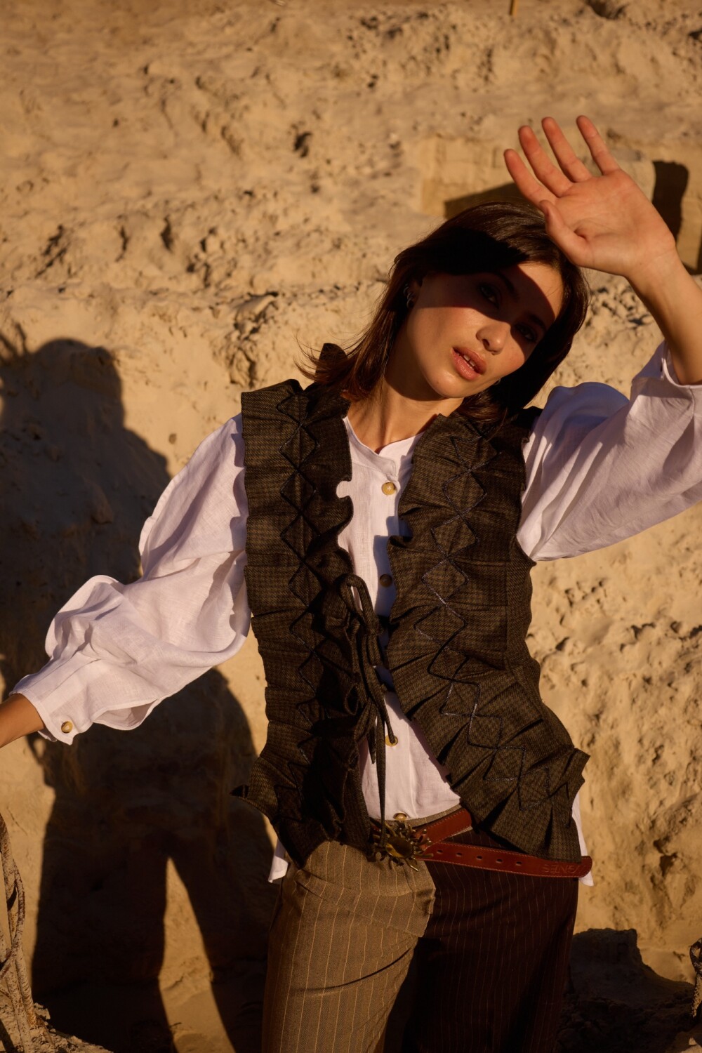 Dancing Queen Vest Tweed Verde / Negro