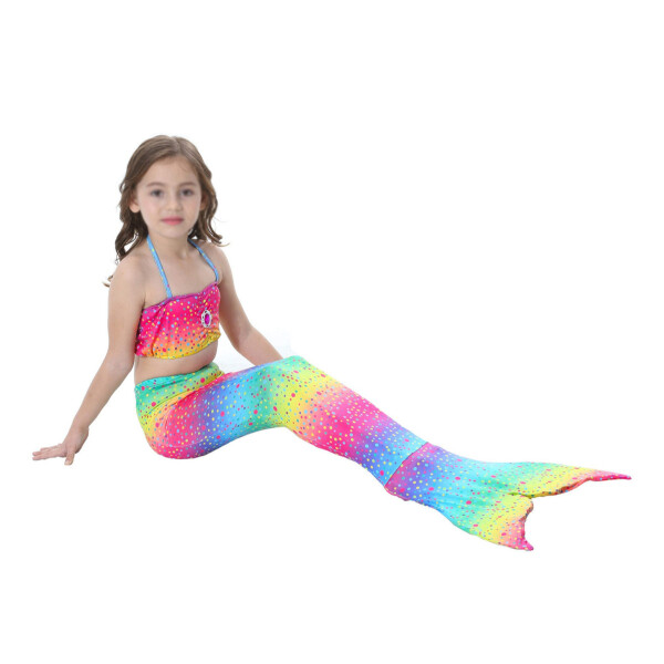 Traje De Baño Niña 3 Piezas Sirena Playa Piscina Cosplay Variante Color Multicolor Talle 110