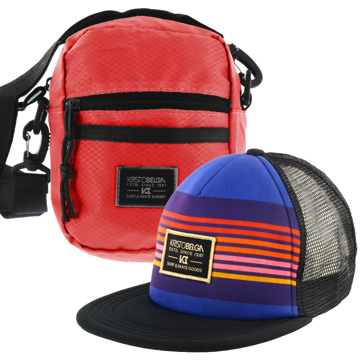 Set Morral + Gorro Visera Kristo Belga Para Hombre - Rojo 