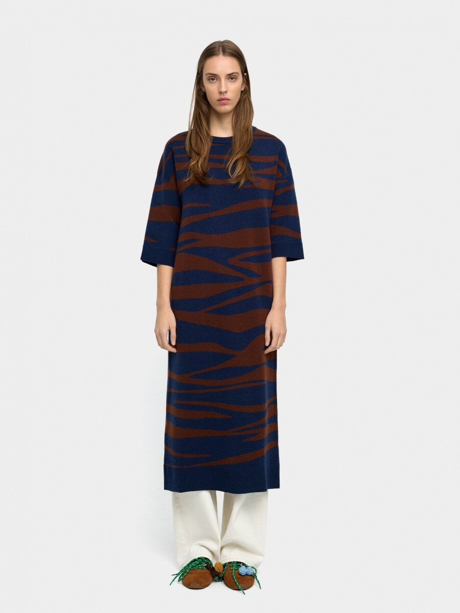 Vestido De Punto Jacquard multicolor