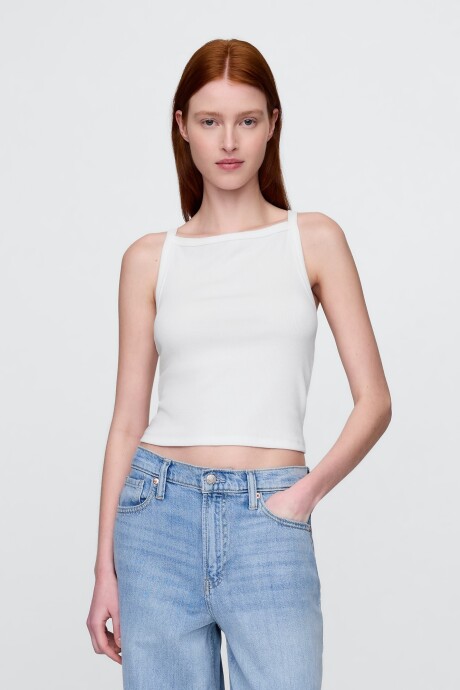 Musculosa Algodón Rib Mujer Fresh White