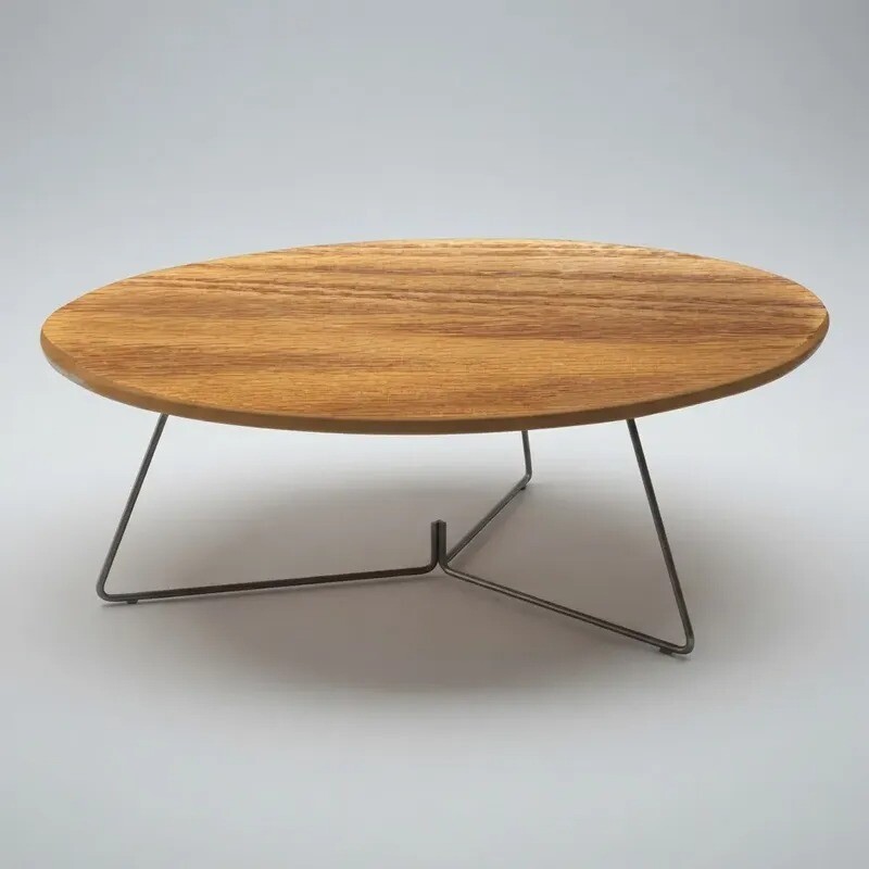 MESA DE CENTRO REDONDA - MADERA COLOR MIEL Y PIE EN METAL GRAFITO - 90cms MESA DE CENTRO REDONDA - MADERA COLOR MIEL Y PIE EN METAL GRAFITO - 90cms