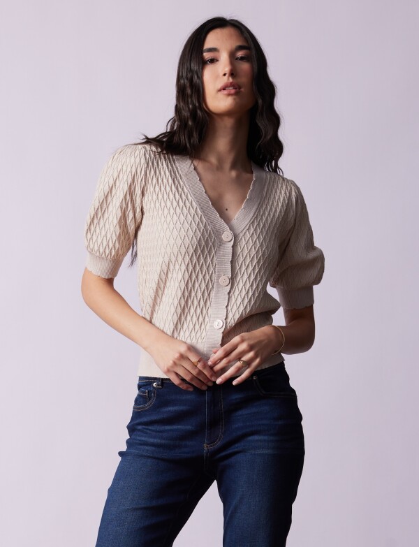 Cardiga Rombos BEIGE