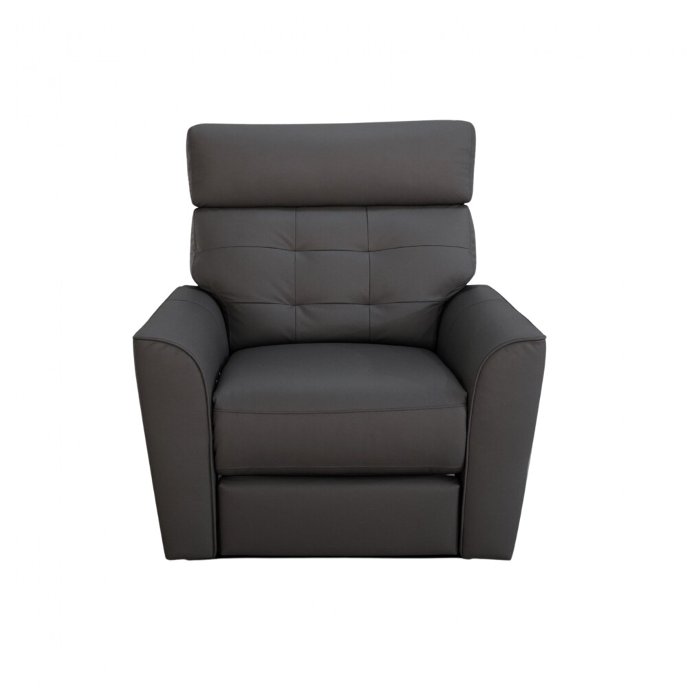 Poltrona Reclinable Eléctrica 100% cuero - Aurora Gris Oscuro