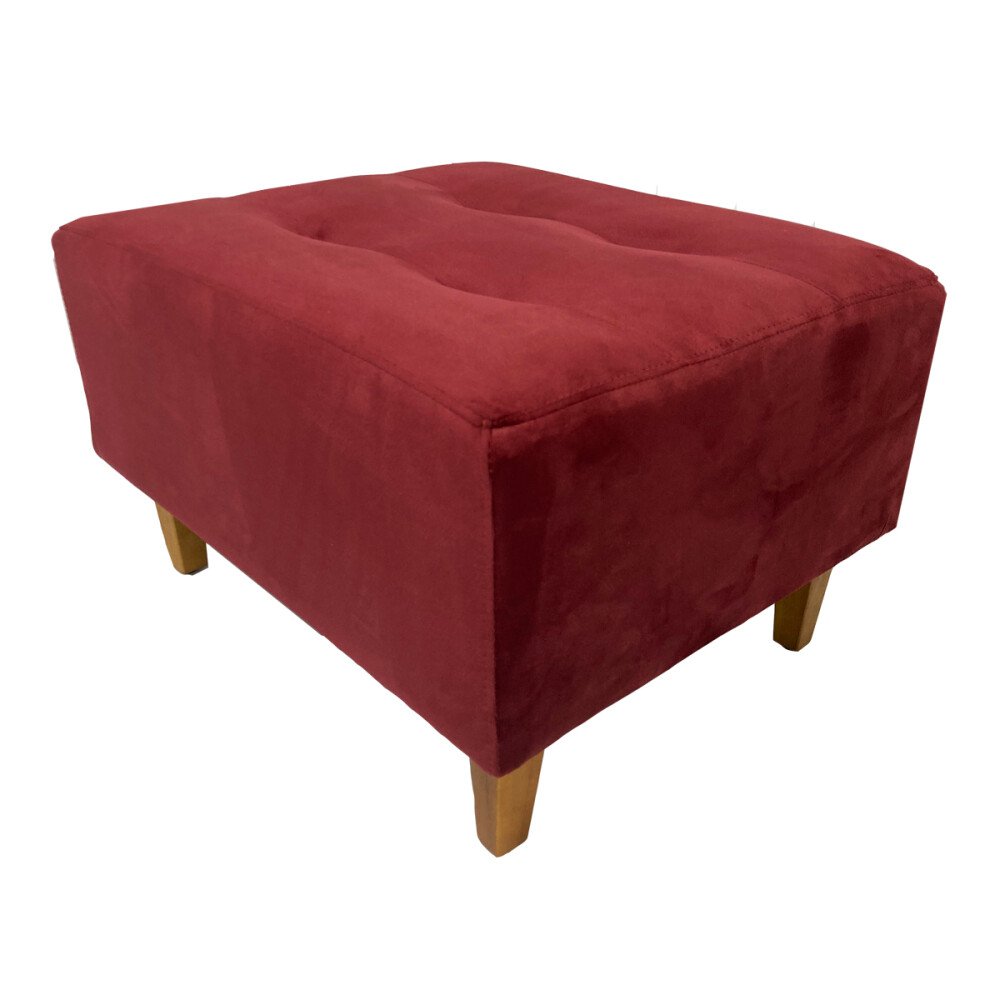 Puff tela y patas de madera Bordó